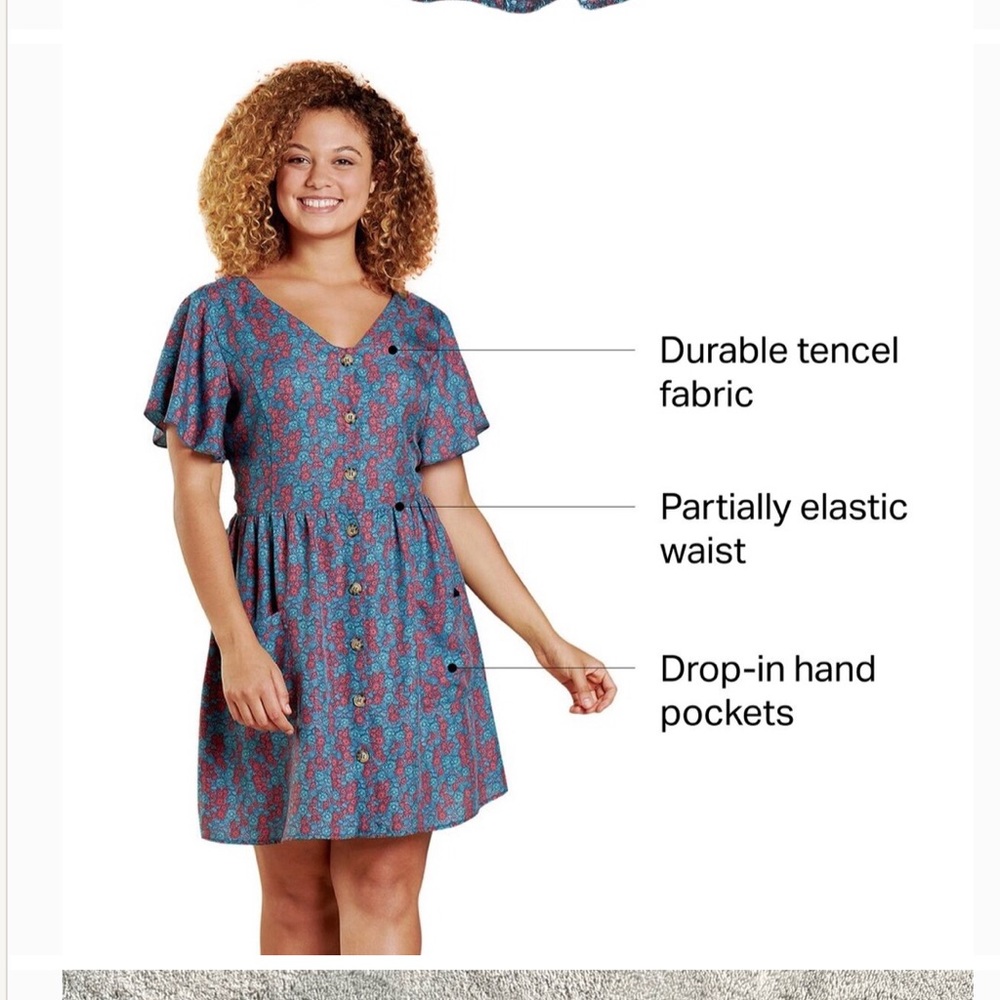 Toad&Co "Hillrose" Button Up Short Sleeve Shirt Dress Women's Size Large